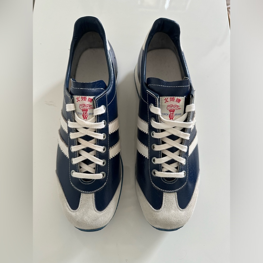 Rare Vintage Torch Brand Shoes 1980s Shanghai China Size 8,5 US Dark Blue
